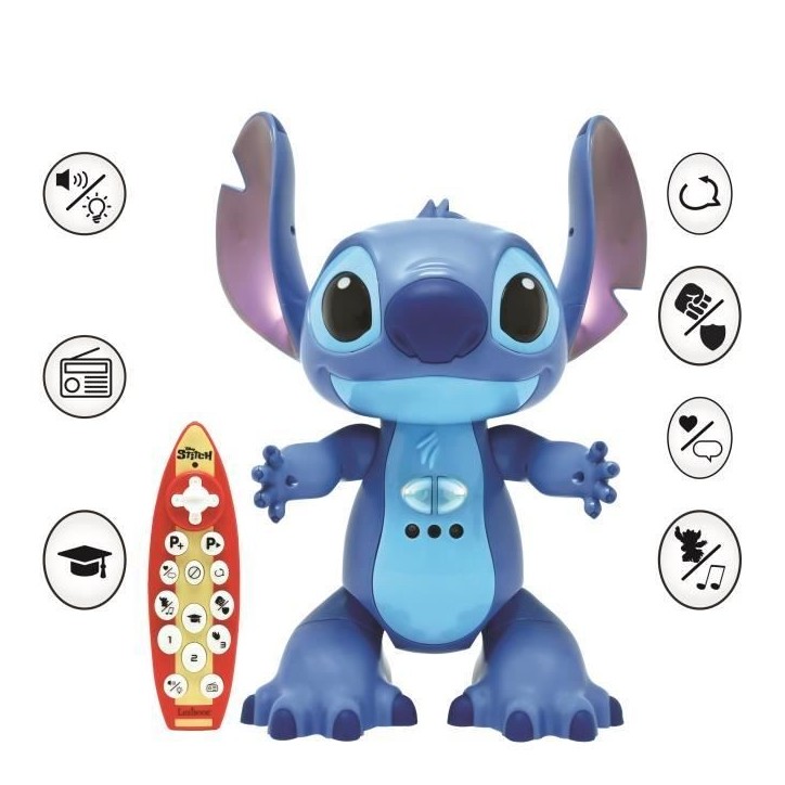 Stitch Robot interactif bilingue français anglais, Contrôle Gestuel et Télécommande, Réagit au Toucher, Programmable, L