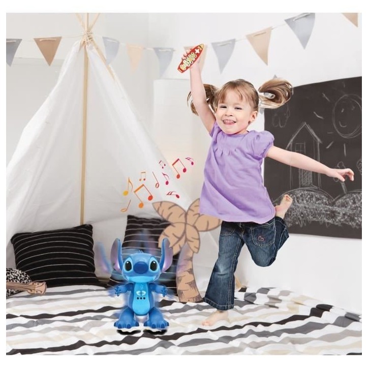 Stitch Robot interactif bilingue français anglais, Contrôle Gestuel et Télécommande, Réagit au Toucher, Programmable, L