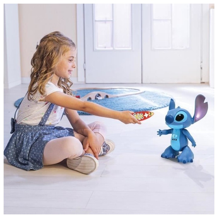 Stitch Robot interactif bilingue français anglais, Contrôle Gestuel et Télécommande, Réagit au Toucher, Programmable, L