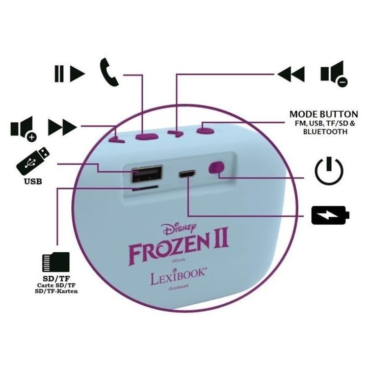 Enceinte Bluetooth Portable La Reine des Neiges II - LEXIBOOK - Bluetooth 5.0 - Compact - Bleu Enceinte Bluetooth Portable La Reine des Neiges II - LEXIBOOK - Bluetooth 5.0 - Compact - Bleu