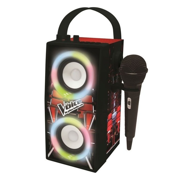 Enceinte Tendance Bluetooth portable avec micro et effets lumineux The Voice Enceinte Tendance Bluetooth portable avec micro et effets lumineux The Voice