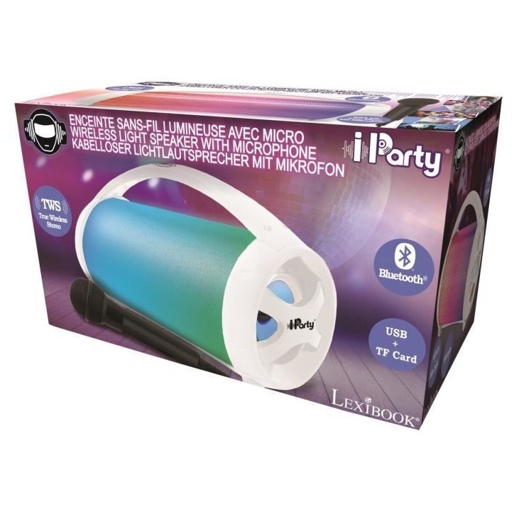 FLASHBOOM Enceinte Bluetooth portable entierement lumineuse avec micro filaire détachable iParty - LEXIBOOK
