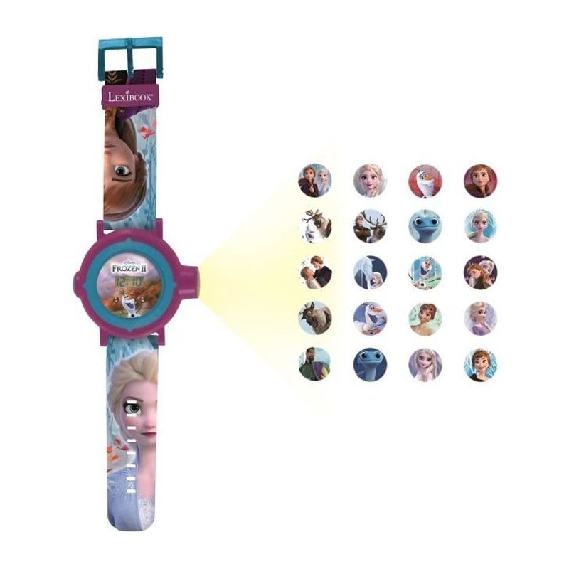 Montre digitale avec projection de 20 images design Reine des Neiges Montre digitale avec projection de 20 images design Reine des Neiges