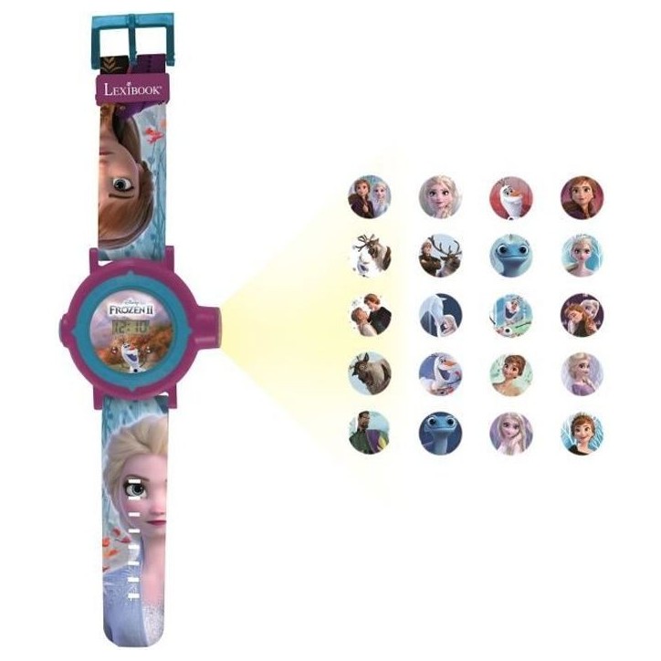 Montre digitale avec projection de 20 images design Reine des Neiges Montre digitale avec projection de 20 images design Reine des Neiges