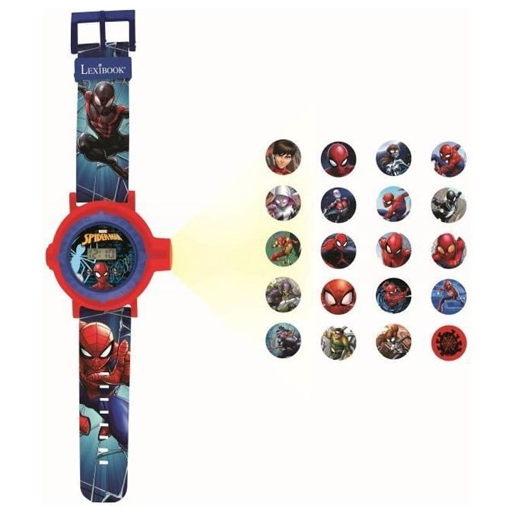 Montre digitale de projection Spider-Man - LEXIBOOK - 20 images - Bracelet ajustable - Des 3 ans Montre digitale de projection Spider-Man - LEXIBOOK - 20 images - Bracelet ajustable - Des 3 ans