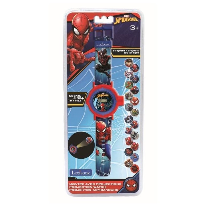Montre digitale de projection Spider-Man - LEXIBOOK - 20 images - Bracelet ajustable - Des 3 ans Montre digitale de projection Spider-Man - LEXIBOOK - 20 images - Bracelet ajustable - Des 3 ans