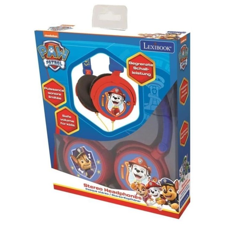 Casque stéréo filaire pliable Pat' Patrouille pour enfants avec limitation de volume d'écoute - LEXIBOOK Casque stéréo filaire pliable Pat' Patrouille pour enfants avec limitation de volume d'écoute - LEXIBOOK
