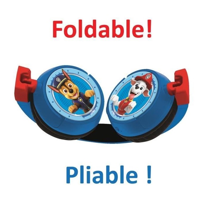 PAT' PATROUILLE - Casque 2 en 1 Bluetooth - Filaire confortable et pliable pour enfants avec limitation de son - LEXIBOOK PAT' PATROUILLE - Casque 2 en 1 Bluetooth - Filaire confortable et pliable pour enfants avec limitation de son - LEXIBOOK
