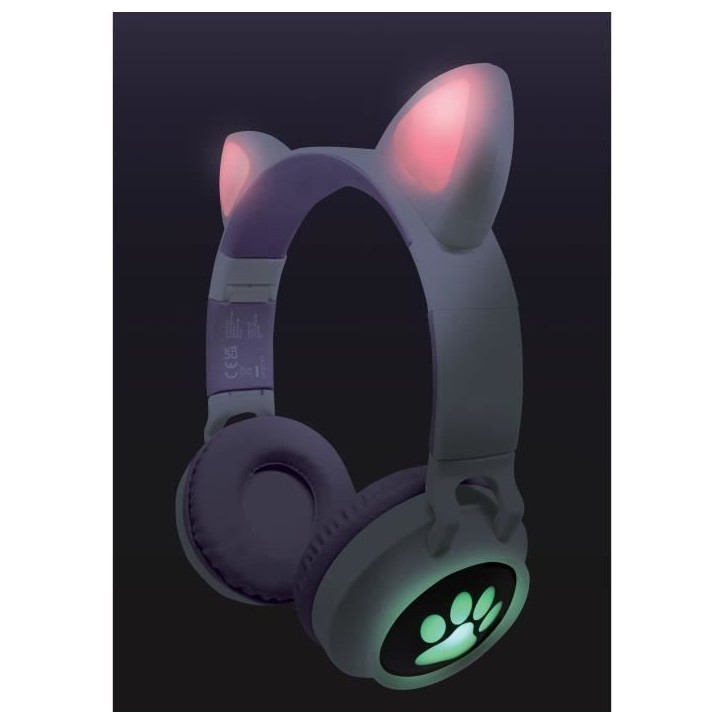 Casque audio 2-en-1 avec oreilles de chat LEXIBOOK - Bluetooth 5.0 - Rose - Pour enfants a partir de 4 ans