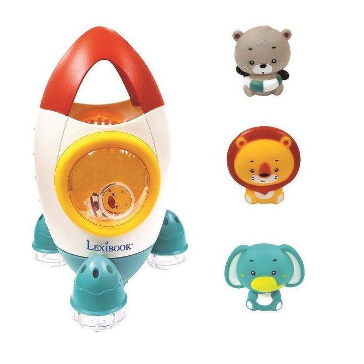 Jeu de bain fusée avec 3 animaux souples - LEXIBOOK - pour enfants de 18 mois et plus - jets d'eau tournants Jeu de bain fusée avec 3 animaux souples - LEXIBOOK - pour enfants de 18 mois et plus - jets d'eau tournants