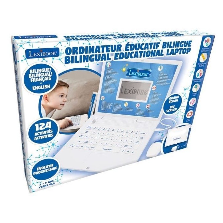 Ordinateur Educatif Bilingue (FR/EN) Enfant - LEXIBOOK - 124 activités