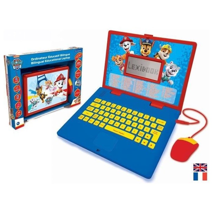 LEXIBOOK - Ordinateur éducatif bilingue La Pat 'Patrouille - 124 activités (Français/Anglais) - Des 4 ans