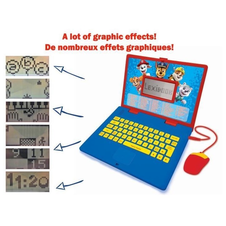 LEXIBOOK - Ordinateur éducatif bilingue La Pat 'Patrouille - 124 activités (Français/Anglais) - Des 4 ans