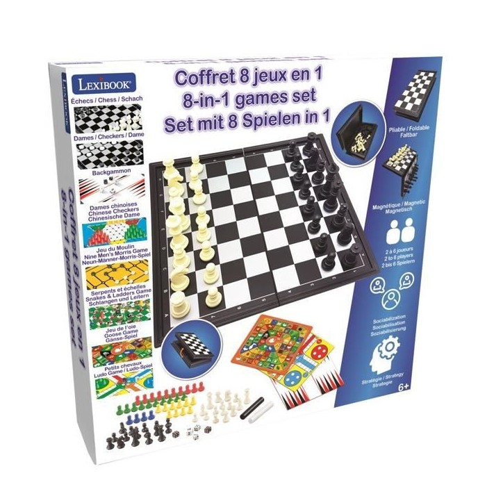 Jeux de société magnétiques – coffret 8 jeux en 1, De 2 a 6 joueurs