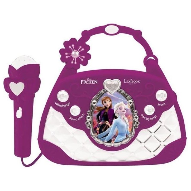 Sac a main enceinte musicale La Reine des Neiges avec microphone et effets lumineux Sac a main enceinte musicale La Reine des Neiges avec microphone et effets lumineux