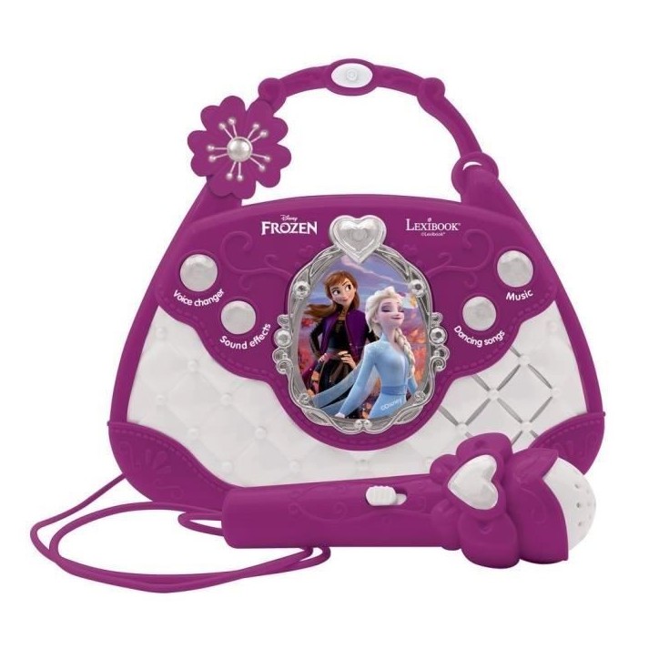 Sac a main enceinte musicale La Reine des Neiges avec microphone et effets lumineux Sac a main enceinte musicale La Reine des Neiges avec microphone et effets lumineux