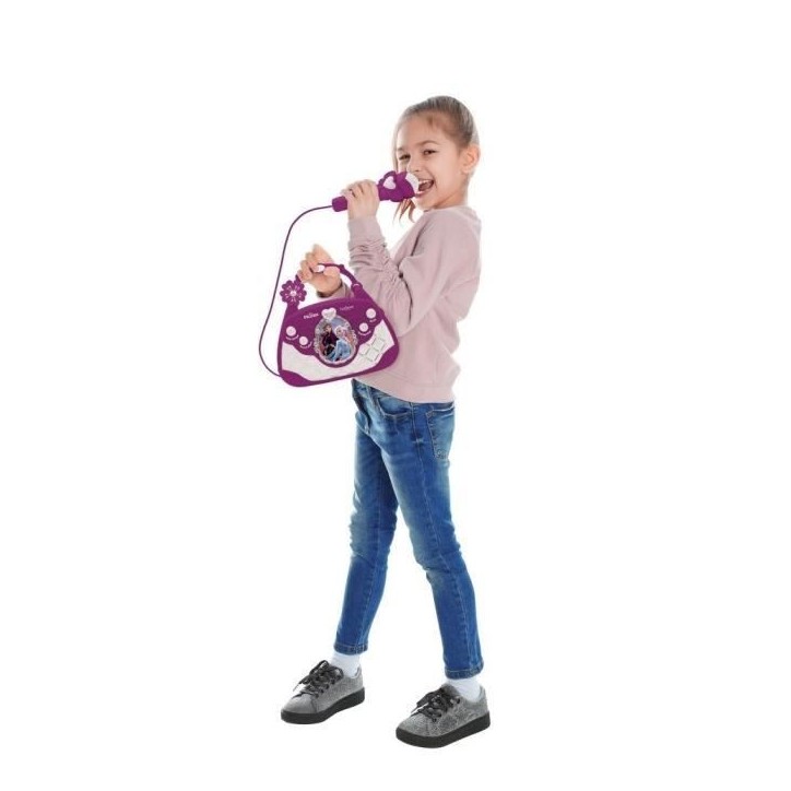 Sac a main enceinte musicale La Reine des Neiges avec microphone et effets lumineux Sac a main enceinte musicale La Reine des Neiges avec microphone et effets lumineux