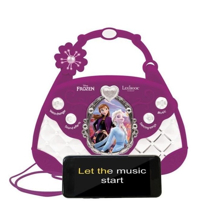Sac a main enceinte musicale La Reine des Neiges avec microphone et effets lumineux Sac a main enceinte musicale La Reine des Neiges avec microphone et effets lumineux
