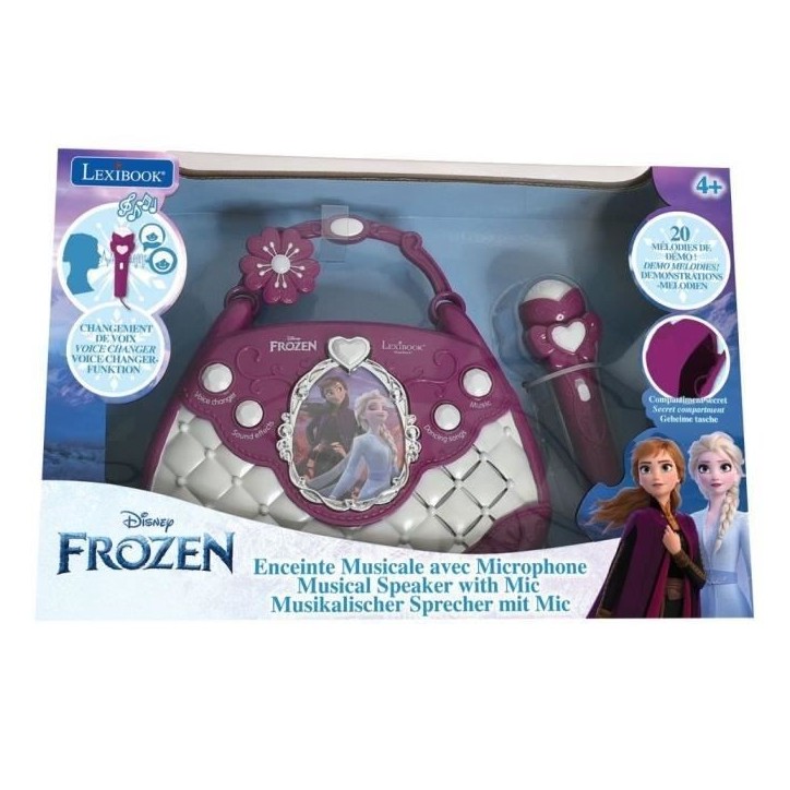 Sac a main enceinte musicale La Reine des Neiges avec microphone et effets lumineux Sac a main enceinte musicale La Reine des Neiges avec microphone et effets lumineux