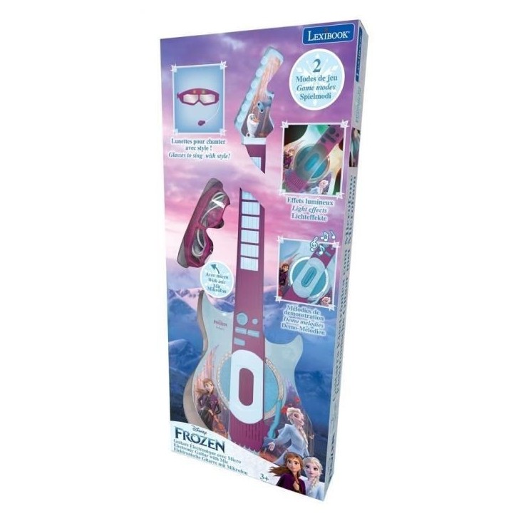 Guitare électronique lumineuse avec lunettes équipées d'un micro - Reine des Neiges Guitare électronique lumineuse avec lunettes équipées d'un micro - Reine des Neiges