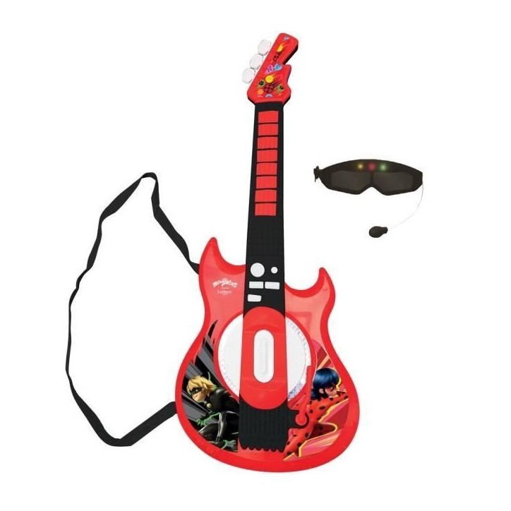 Guitare électronique lumineuse avec lunettes équipées d'un micro - Ladybug Guitare électronique lumineuse avec lunettes équipées d'un micro - Ladybug