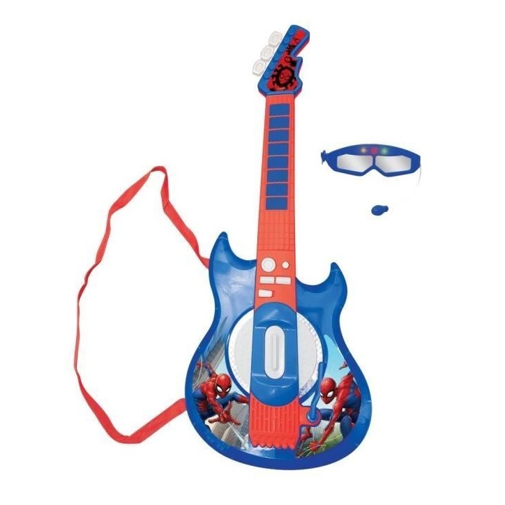 Guitare électronique lumineuse avec lunettes équipées d'un micro - Spiderman