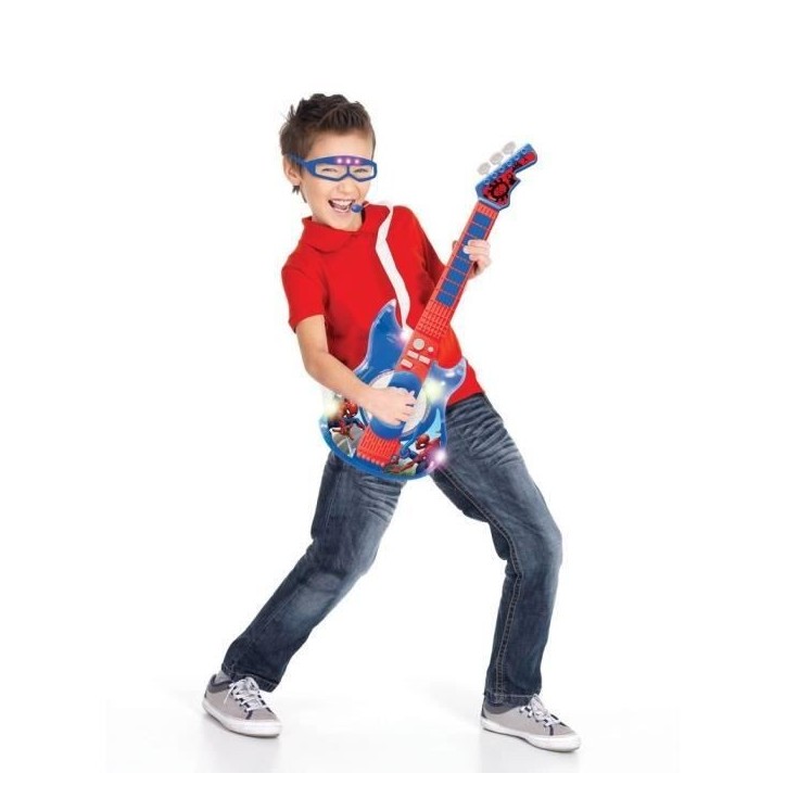 Guitare électronique lumineuse avec lunettes équipées d'un micro - Spiderman