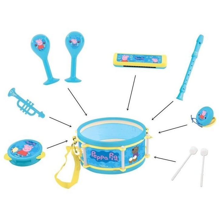 Lexibook - Set Musical Peppa Pig - 7 instruments - Rangement dans le tambour Lexibook - Set Musical Peppa Pig - 7 instruments - Rangement dans le tambour