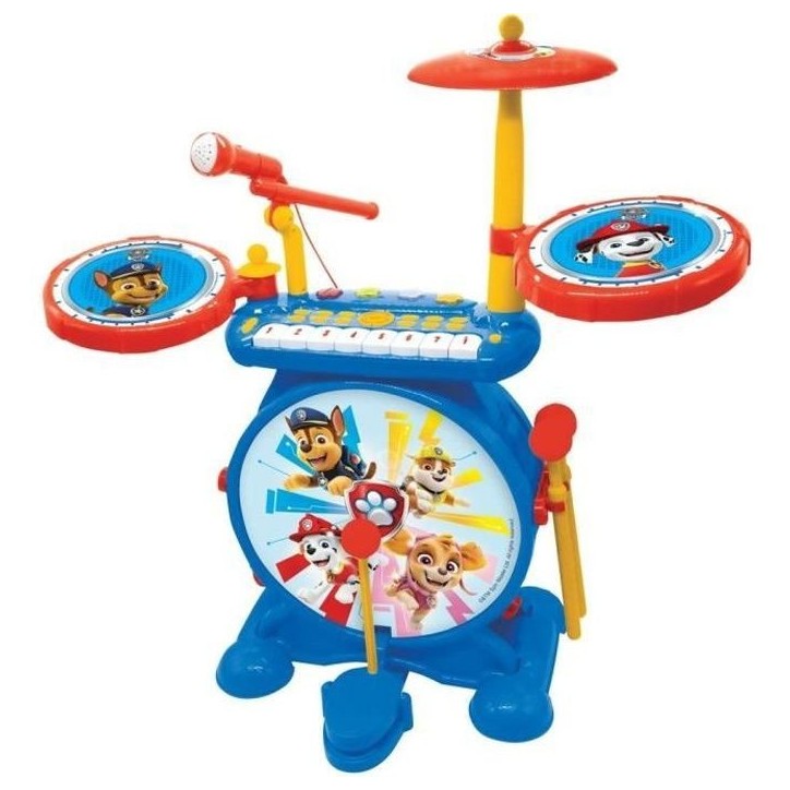 Pat' Patrouille - Batterie Électronique pour enfant - Lumineuse - Complete 3 en 1 - Clavier, cymbales et tabouret - LEXIBOOK Pat' Patrouille - Batterie Électronique pour enfant - Lumineuse - Complete 3 en 1 - Clavier, cymbales et tabouret - LEXIBOOK