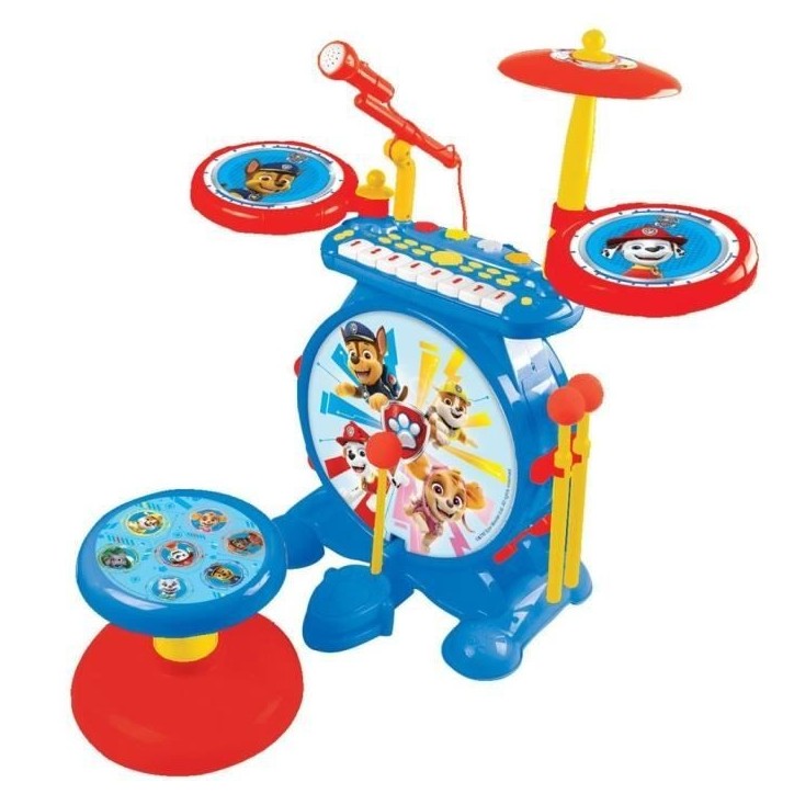 Pat' Patrouille - Batterie Électronique pour enfant - Lumineuse - Complete 3 en 1 - Clavier, cymbales et tabouret - LEXIBOOK Pat' Patrouille - Batterie Électronique pour enfant - Lumineuse - Complete 3 en 1 - Clavier, cymbales et tabouret - LEXIBOOK