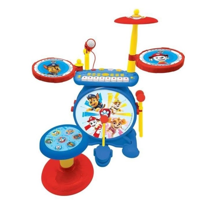 Pat' Patrouille - Batterie Électronique pour enfant - Lumineuse - Complete 3 en 1 - Clavier, cymbales et tabouret - LEXIBOOK Pat' Patrouille - Batterie Électronique pour enfant - Lumineuse - Complete 3 en 1 - Clavier, cymbales et tabouret - LEXIBOOK