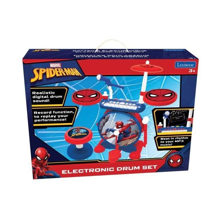 SpiderMan - Batterie électronique pour enfant - Lumineuse - Complete avec clavier, cymbales et tabouret - Lexibook SpiderMan - Batterie électronique pour enfant - Lumineuse - Complete avec clavier, cymbales et tabouret - Lexibook