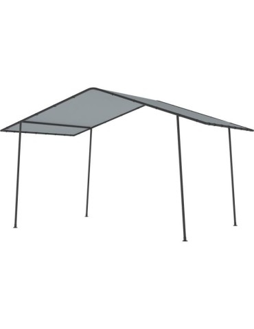 Tonnelle de jardin VICTOR en acier avec toit en toile grise - L398 x P297 x H213/272 cm
