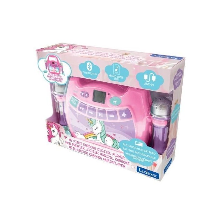 Enceinte Bluetooth Licorne - LEXIBOOK - Effets Lumineux, Micros et Batterie Rechargeable Enceinte Bluetooth Licorne - LEXIBOOK - Effets Lumineux, Micros et Batterie Rechargeable