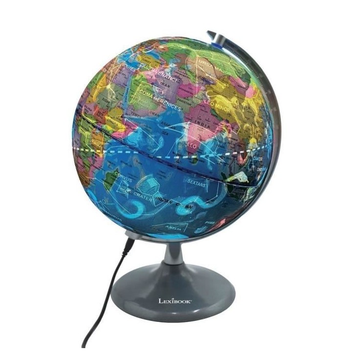 LEXIBOOK - Globe jour & nuit Lumineux – Globe terrestre le jour et s'illumine avec la carte des constellations (Français) LEXIBOOK - Globe jour & nuit Lumineux – Globe terrestre le jour et s'illumine avec la carte des constellations (Français)