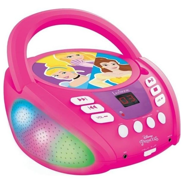 LECTEUR CD Bluetooth Disney Princess - Effets Lumineux - LEXIBOOK LECTEUR CD Bluetooth Disney Princess - Effets Lumineux - LEXIBOOK