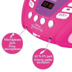 LECTEUR CD Bluetooth Disney Princess - Effets Lumineux - LEXIBOOK