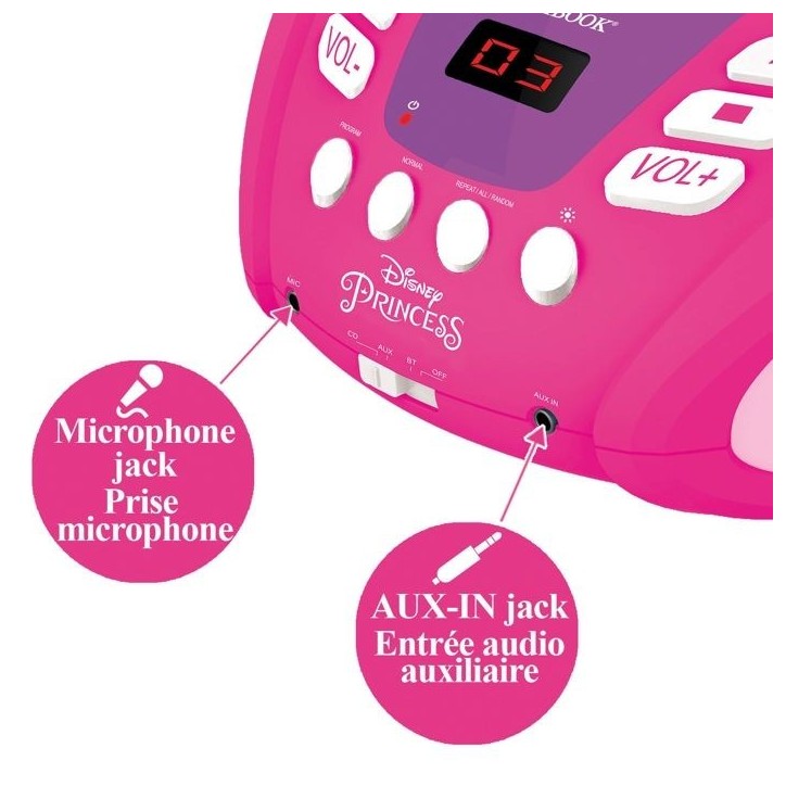 LECTEUR CD Bluetooth Disney Princess - Effets Lumineux - LEXIBOOK LECTEUR CD Bluetooth Disney Princess - Effets Lumineux - LEXIBOOK