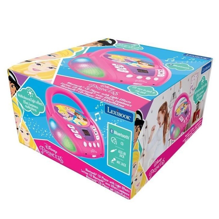 LECTEUR CD Bluetooth Disney Princess - Effets Lumineux - LEXIBOOK LECTEUR CD Bluetooth Disney Princess - Effets Lumineux - LEXIBOOK