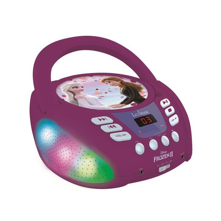 Lecteur CD Bluetooth La Reine des Neiges avec Effets Lumineux - LEXIBOOK - Transportable - Karaoké - Bleu Lecteur CD Bluetooth La Reine des Neiges avec Effets Lumineux - LEXIBOOK - Transportable - Karaoké - Bleu
