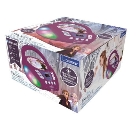 Lecteur CD Bluetooth La Reine des Neiges avec Effets Lumineux - LEXIBOOK - Transportable - Karaoké - Bleu