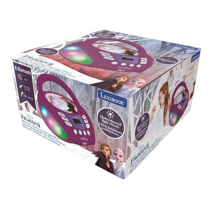 Lecteur CD Bluetooth La Reine des Neiges avec Effets Lumineux - LEXIBOOK - Transportable - Karaoké - Bleu Lecteur CD Bluetooth La Reine des Neiges avec Effets Lumineux - LEXIBOOK - Transportable - Karaoké - Bleu