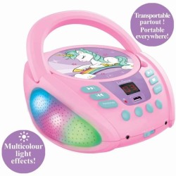 Lecteur CD Portable Bluetooth Licorne - LEXIBOOK - Effets Lumineux - U