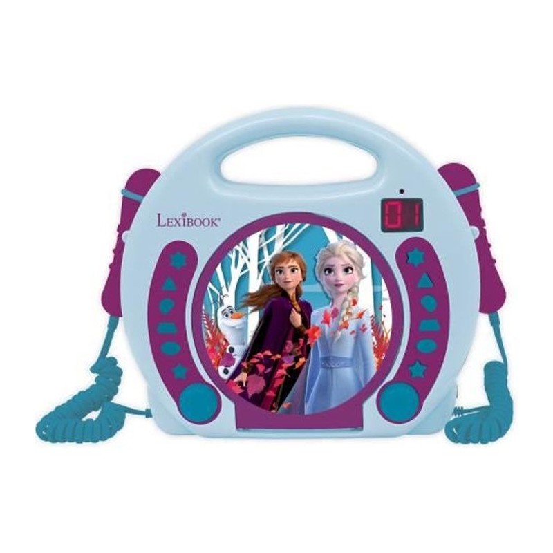 Lecteur CD portable avec 2 microphones La Reine des Neiges - LEXIBOOK Lecteur CD portable avec 2 microphones La Reine des Neiges - LEXIBOOK
