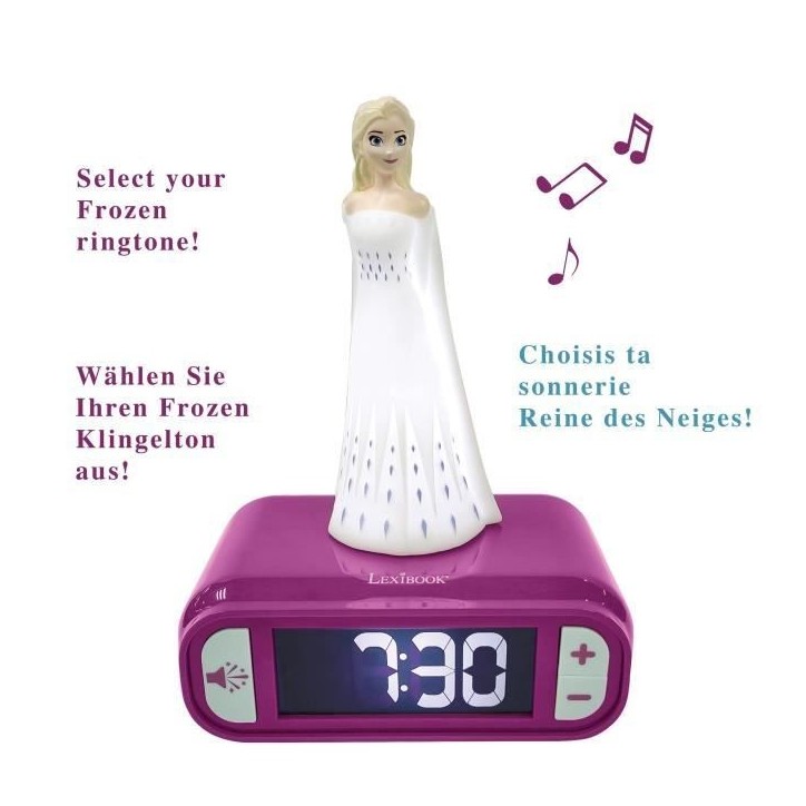 Réveil veilleuse digital LEXIBOOK - La Reine Des Neiges 2 - 3D lumineux et sonore - Blanc et violet - Enfant Réveil veilleuse digital LEXIBOOK - La Reine Des Neiges 2 - 3D lumineux et sonore - Blanc et violet - Enfant