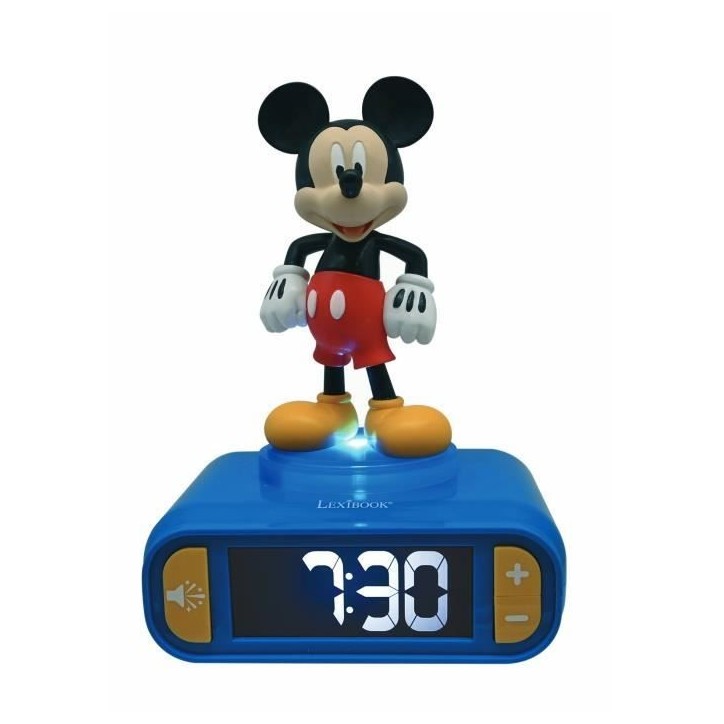 Réveil digital avec veilleuse lumineuse Mickey en 3D et effets sonores Réveil digital avec veilleuse lumineuse Mickey en 3D et effets sonores