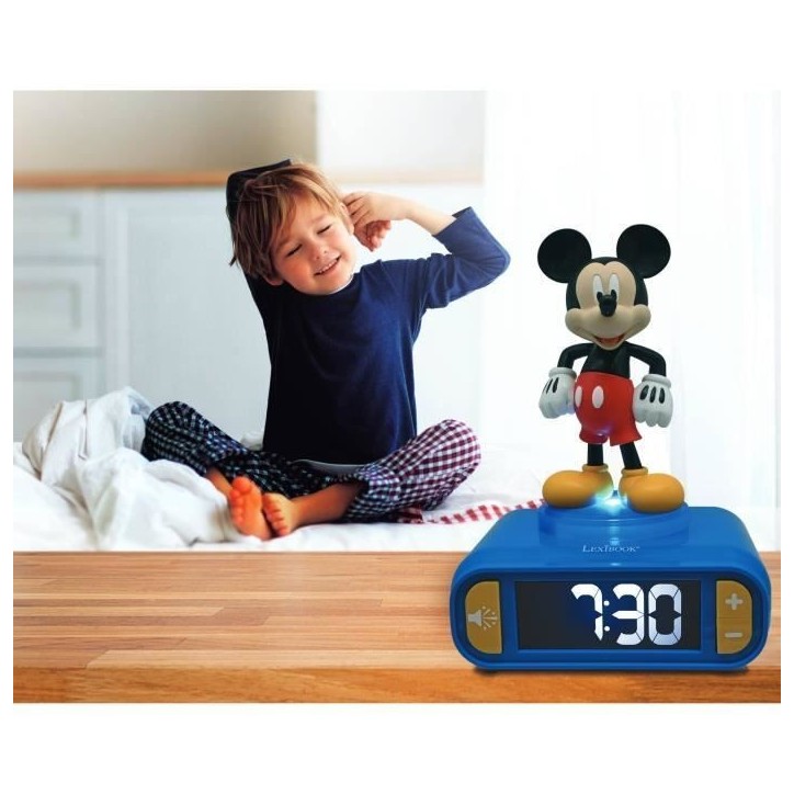 Réveil digital avec veilleuse lumineuse Mickey en 3D et effets sonores Réveil digital avec veilleuse lumineuse Mickey en 3D et effets sonores