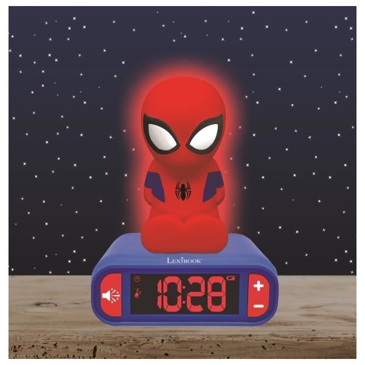 Réveil veilleuse digital LEXIBOOK - Spiderman - 3D lumineux et sonore - Rouge et bleu - Enfant Réveil veilleuse digital LEXIBOOK - Spiderman - 3D lumineux et sonore - Rouge et bleu - Enfant