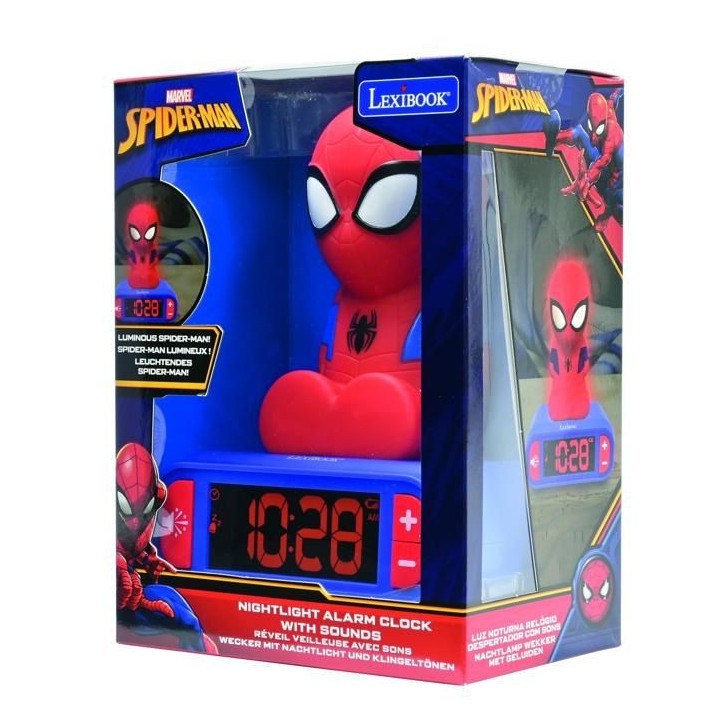 Réveil veilleuse digital LEXIBOOK - Spiderman - 3D lumineux et sonore - Rouge et bleu - Enfant Réveil veilleuse digital LEXIBOOK - Spiderman - 3D lumineux et sonore - Rouge et bleu - Enfant