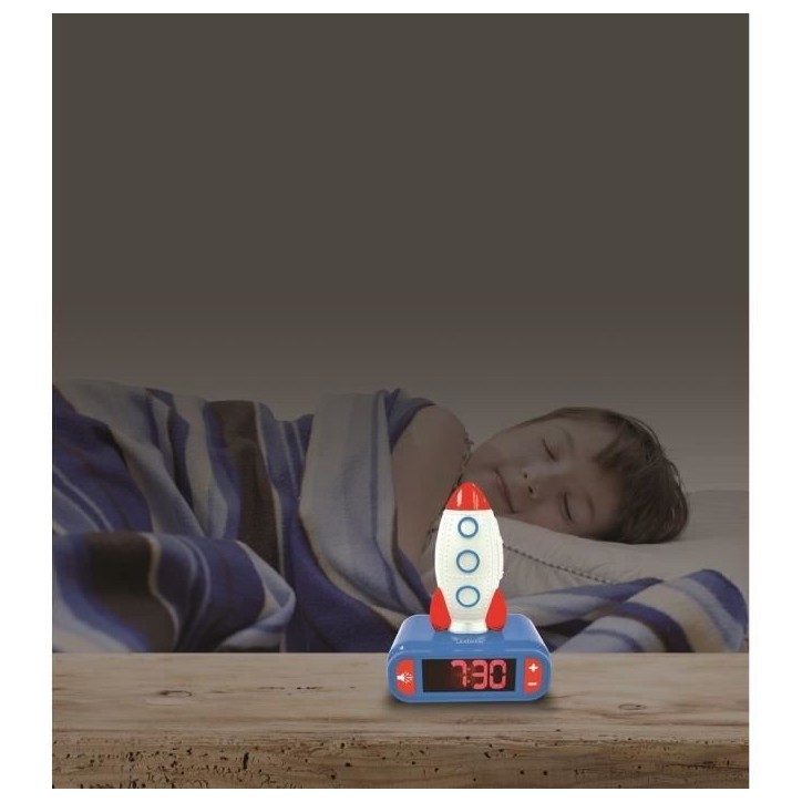 Réveil veilleuse digital LEXIBOOK - Fusée - 3D lumineux et sonore - Bleu, blanc et rouge - Enfant Réveil veilleuse digital LEXIBOOK - Fusée - 3D lumineux et sonore - Bleu, blanc et rouge - Enfant